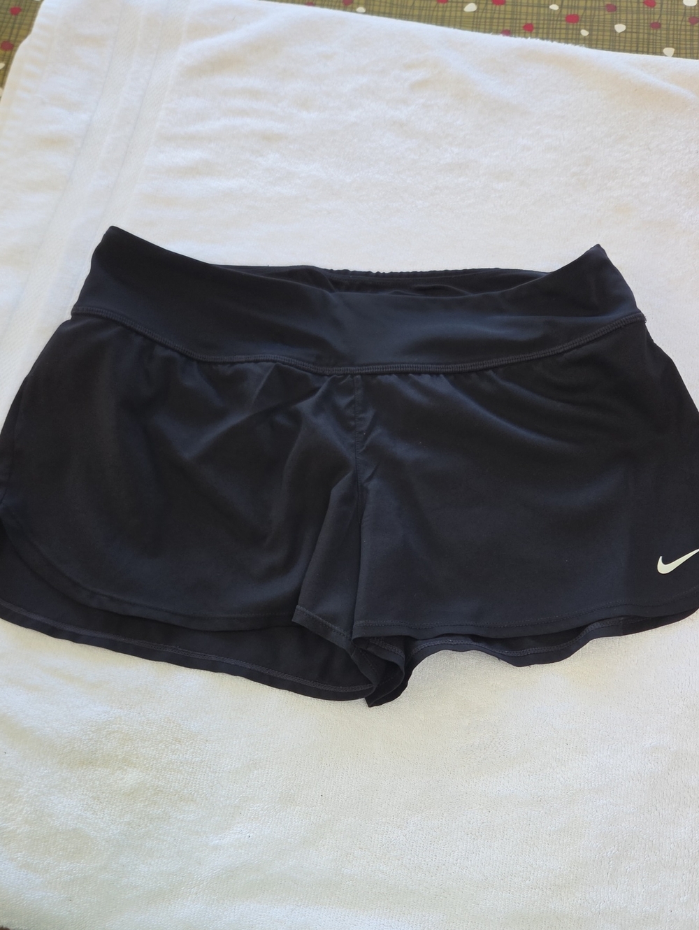 Nike Women’s Black Athletic Shorts with White Swoosh Sz Med